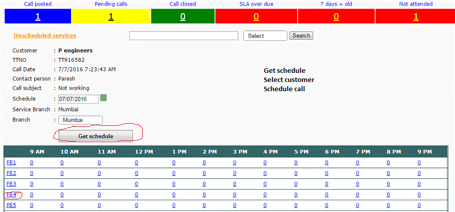 Schedule service