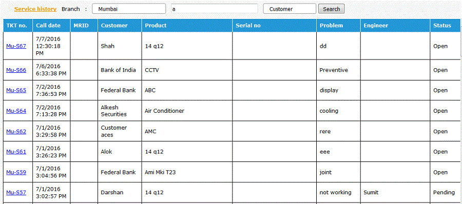 Service history